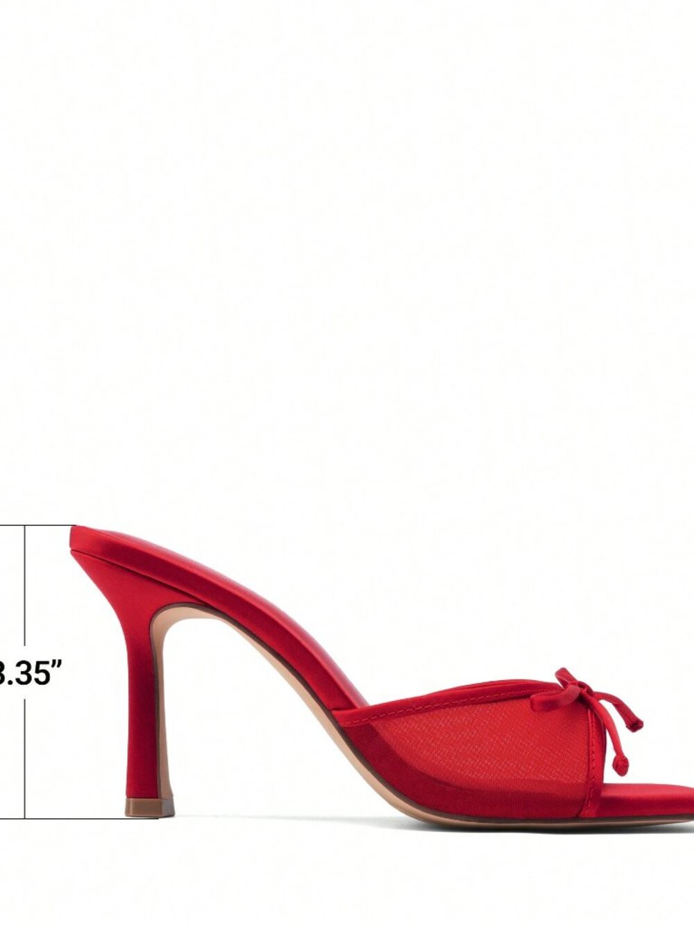 Red Glamorous Women's Stiletto Mule Sandals With Bow Mesh Decor - Picture 6 of 10